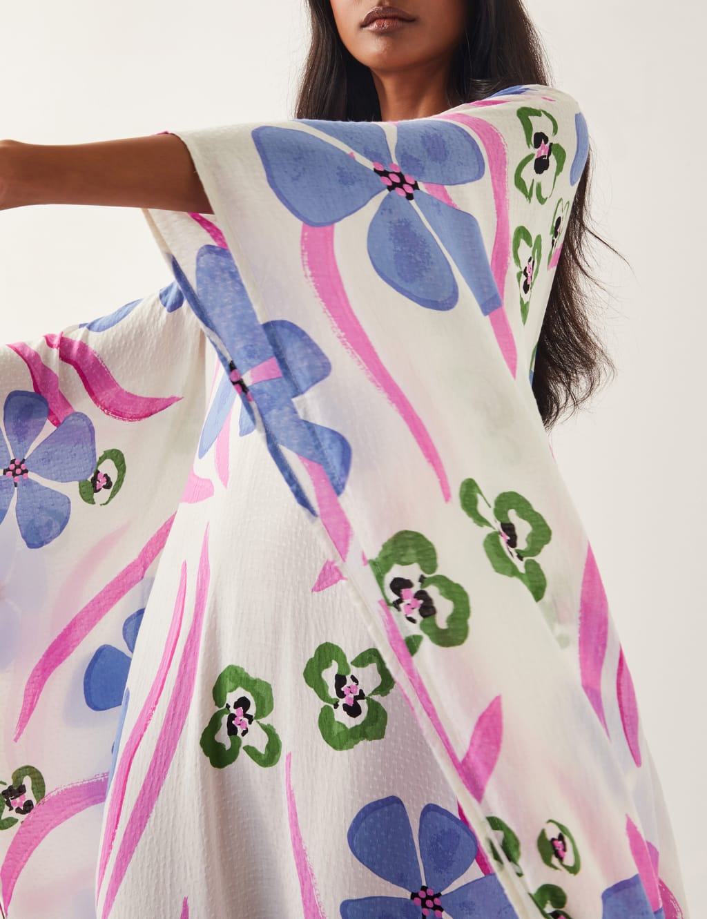 Floral V-Neck Beach Cover Up Kaftan 2 of 4