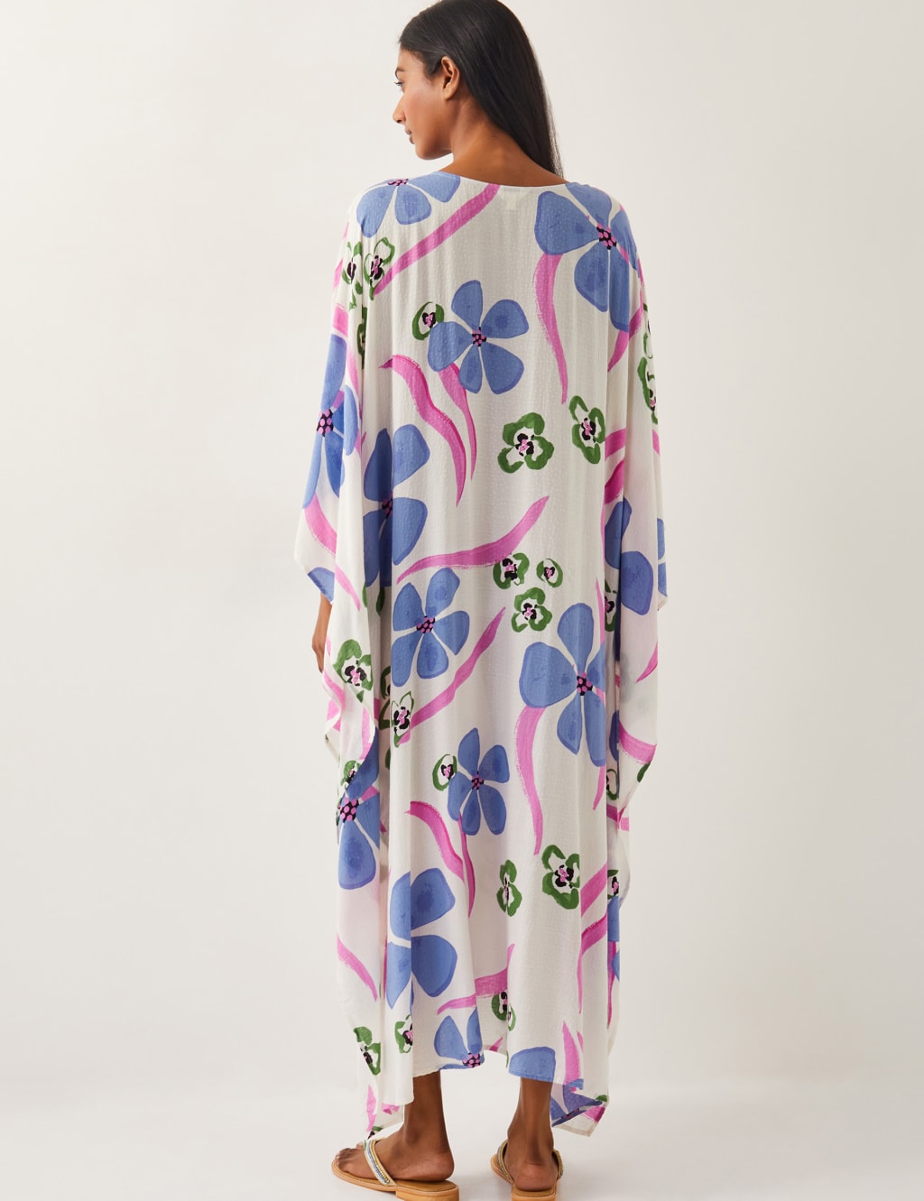 Floral V-Neck Beach Cover Up Kaftan 4 of 4