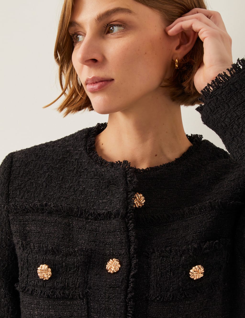 Tweed Textured Collarless Blazer 3 of 4