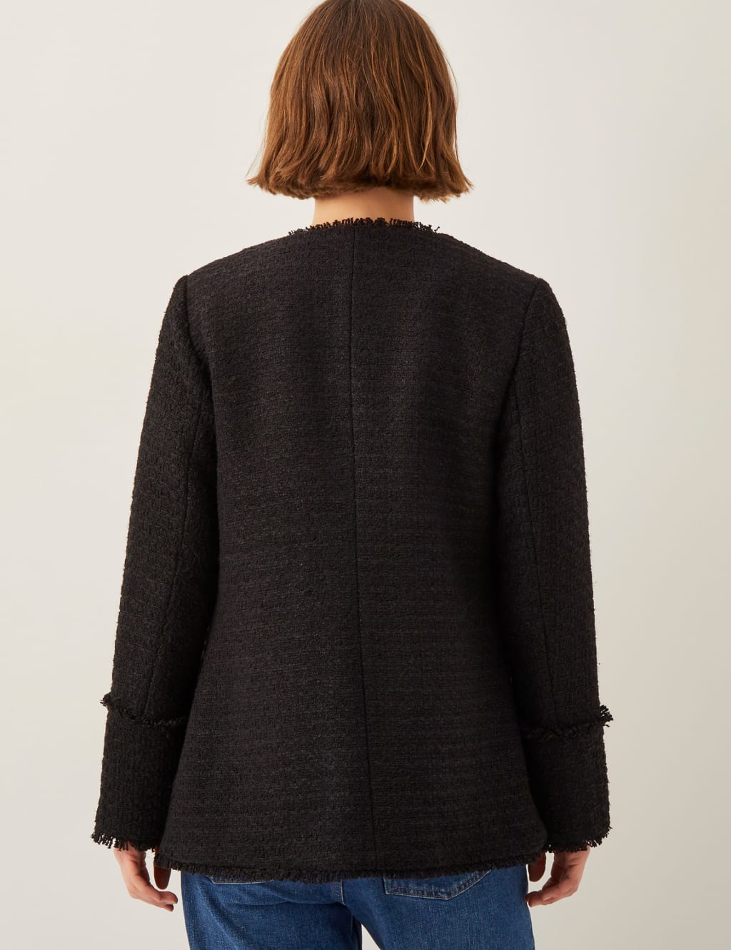 Tweed Textured Collarless Blazer 4 of 4