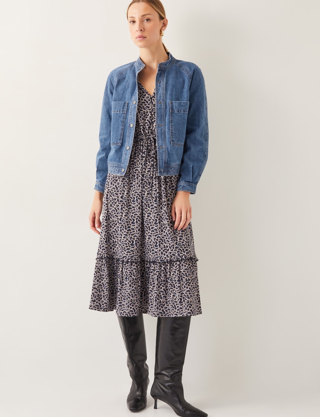 Pure Cotton Denim Bomber Jacket 4 of 5