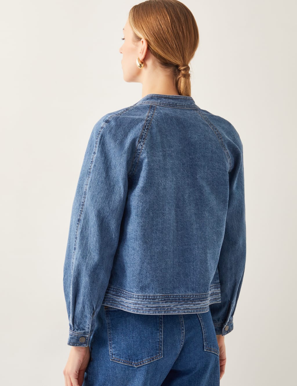 Pure Cotton Denim Bomber Jacket 5 of 5