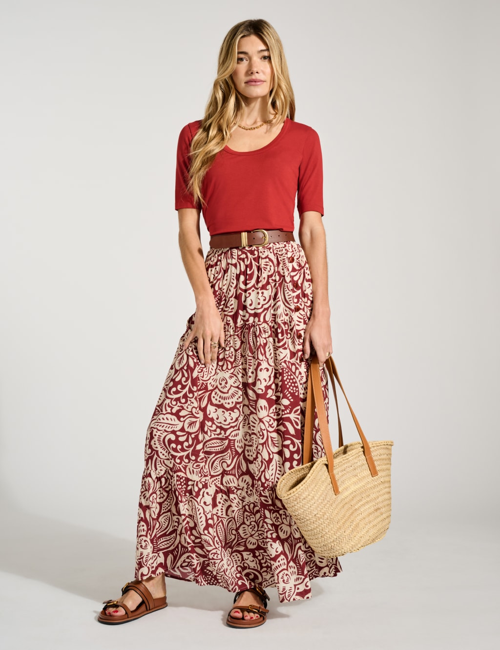 Casual tiered maxi skirt discount