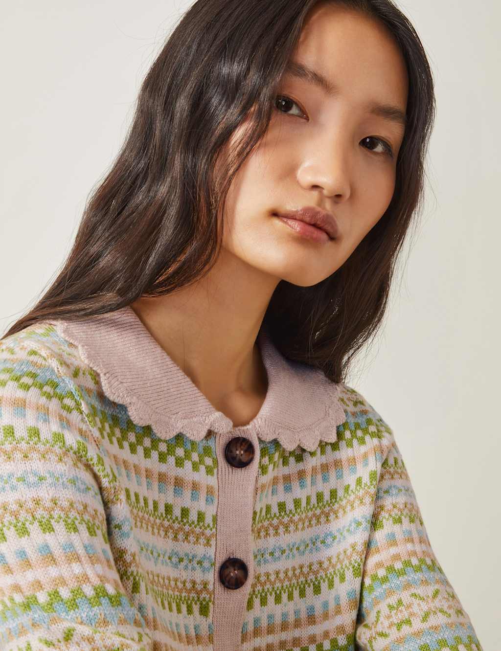 Fair Isle Collared Cardigan with Wool 3 of 4