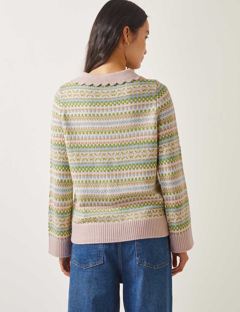 Fair Isle Collared Cardigan with Wool 4 of 4
