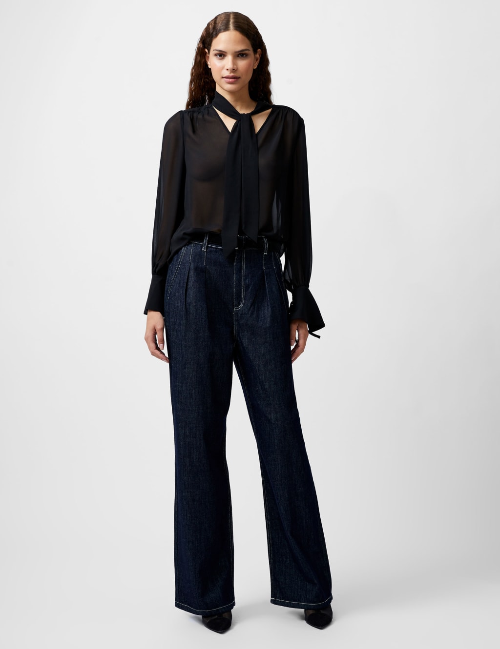 V-Neck Tie Front Blouse 1 of 3