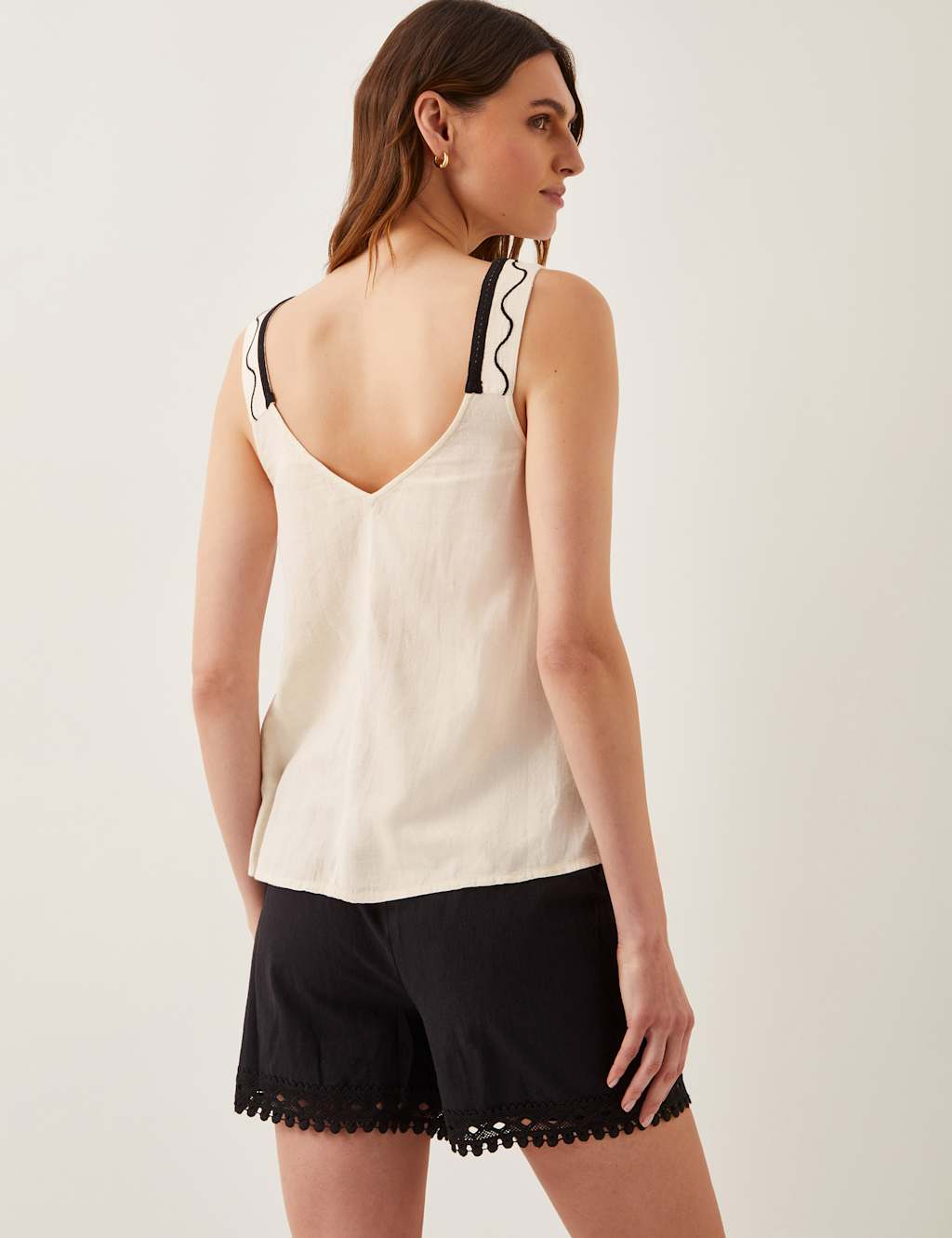 Cotton Blend V-Neck Embroidered Cami Top 5 of 5