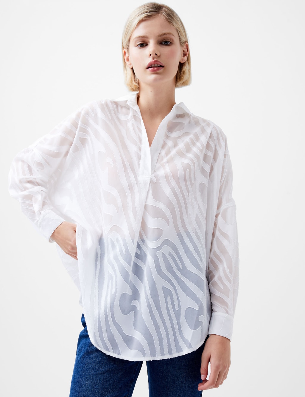 Devoré Zebra Popover Blouse 3 of 3