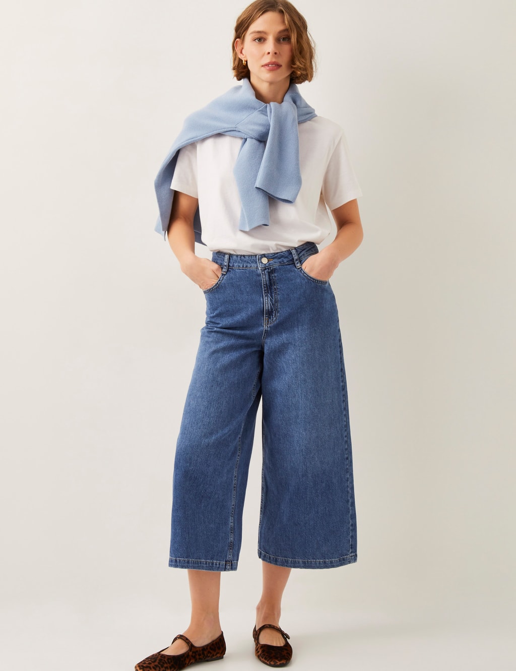 High Waisted Wide Leg Cropped Jeans 3 of 4