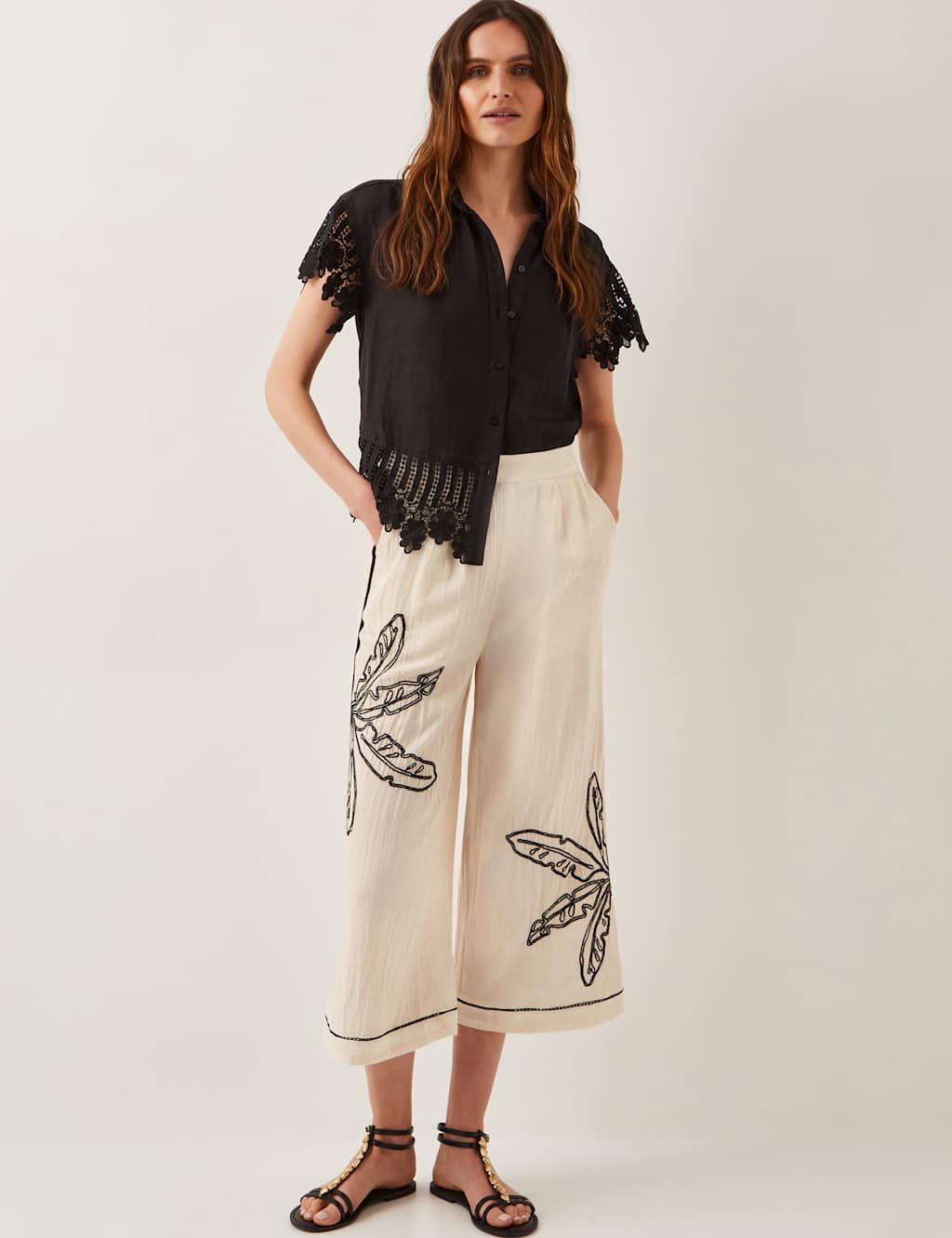 Embroidered Straight Leg Culottes 3 of 5