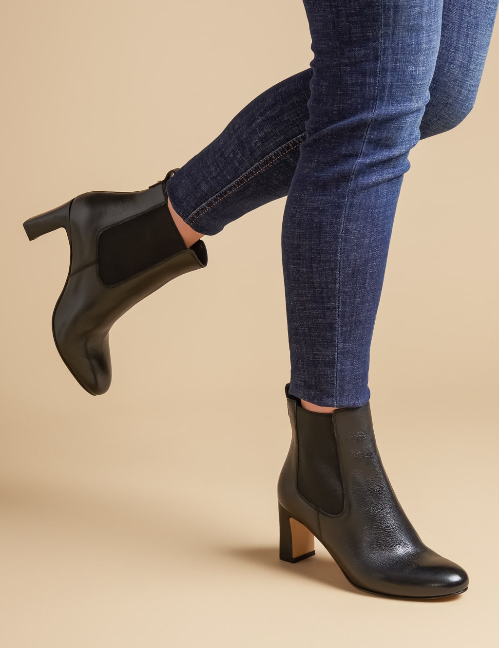 Leather Block Heel Ankle Boot Jones Bootmaker M S