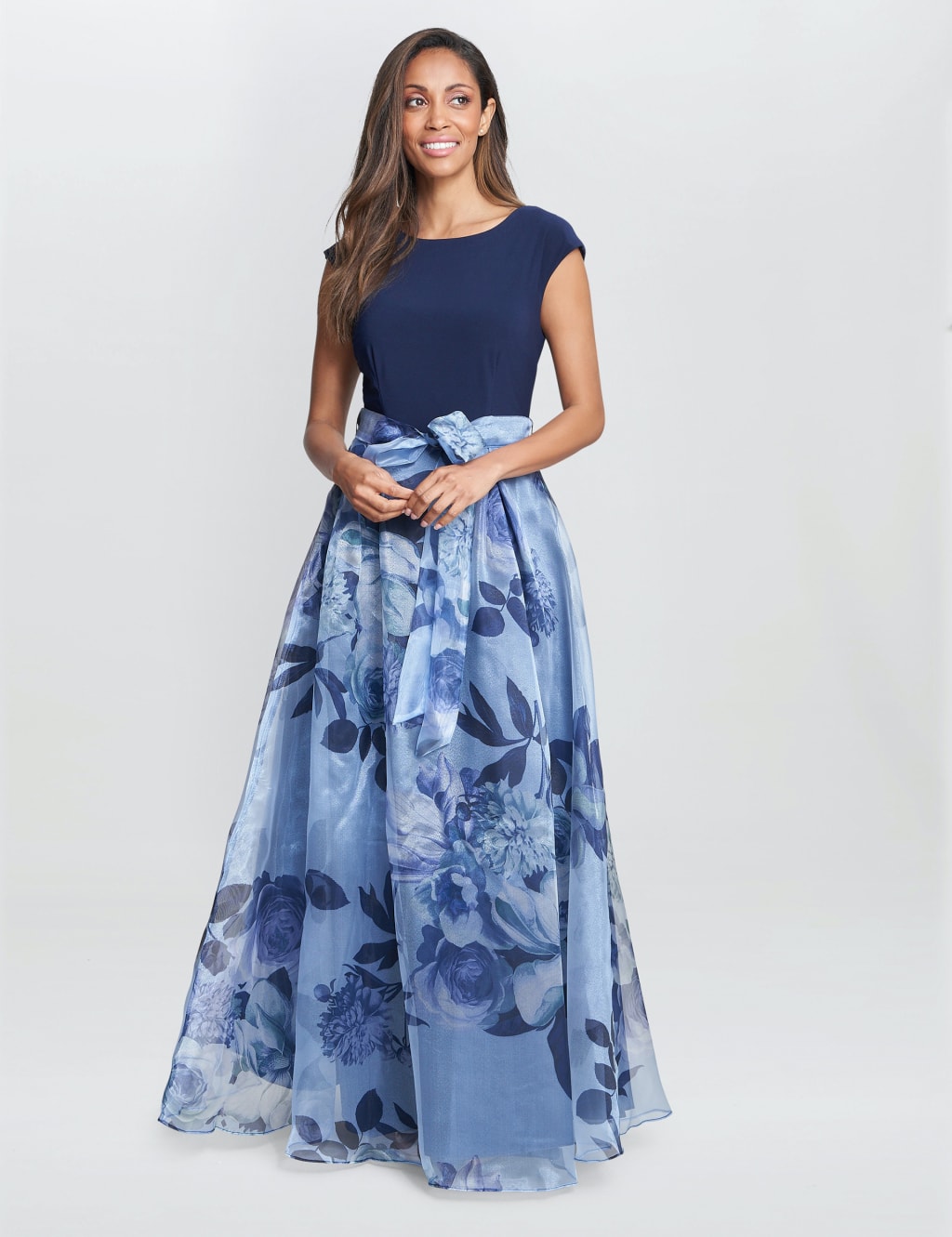 Floral Round Neck Maxi Waisted Dress 1 of 5