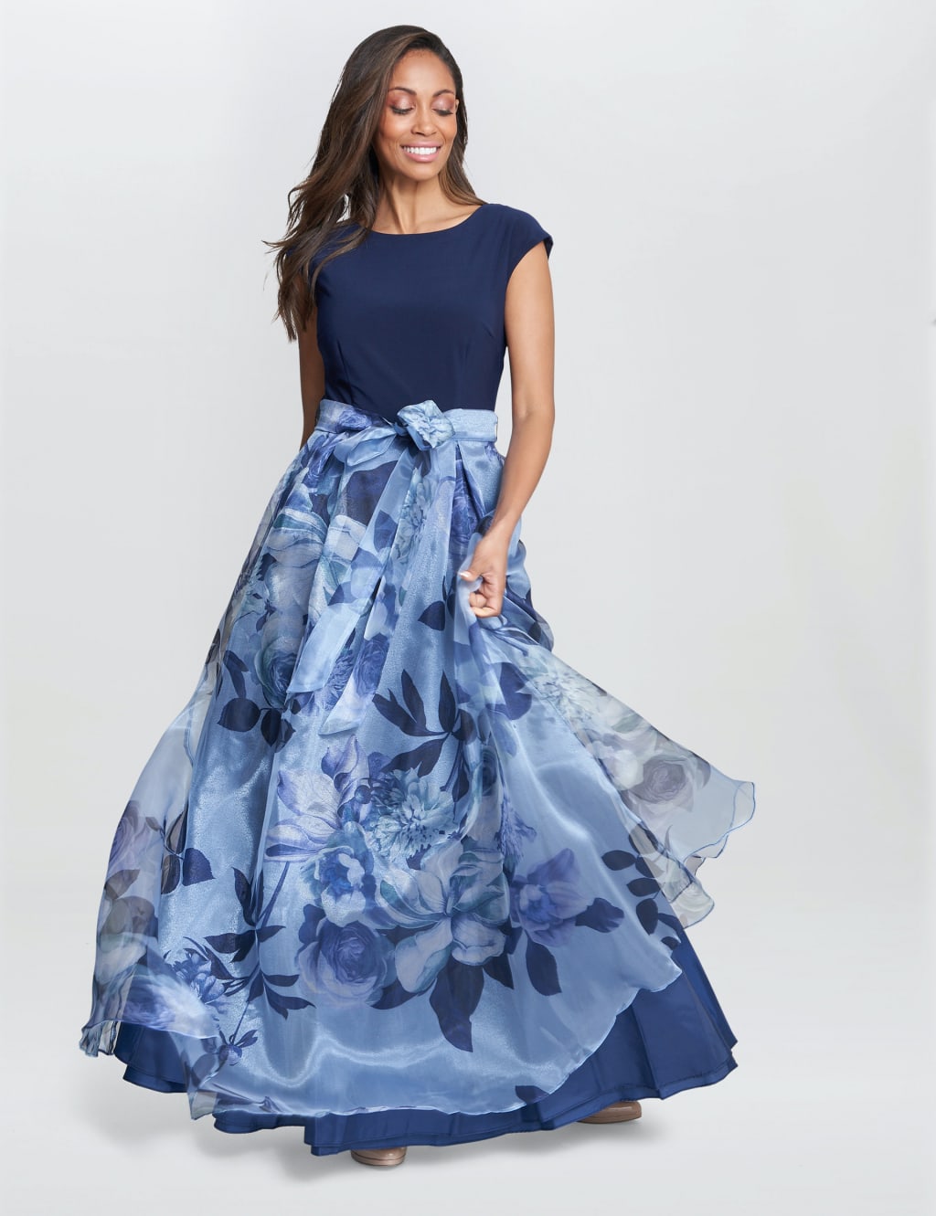 Floral Round Neck Maxi Waisted Dress 3 of 5