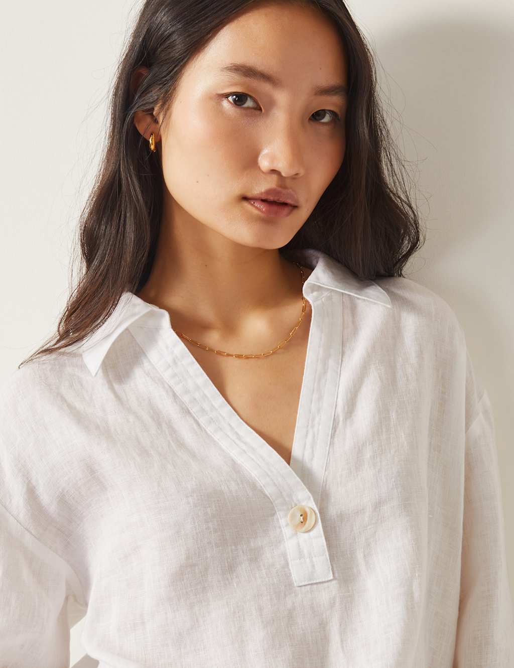 Pure Linen V-Neck Blouse 2 of 4