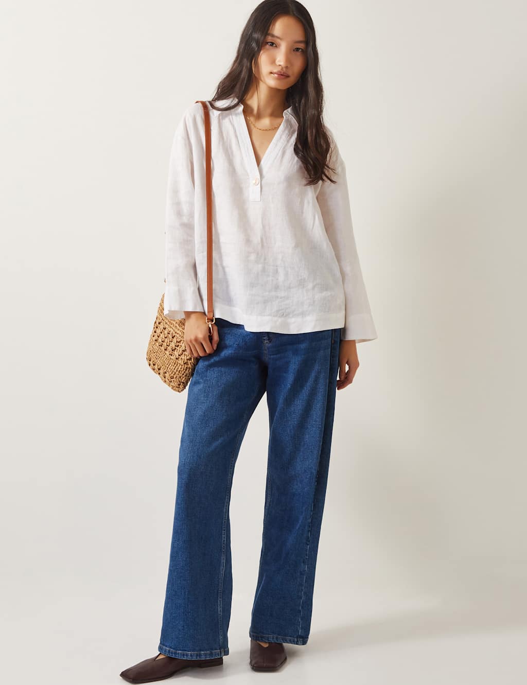 Pure Linen V-Neck Blouse 3 of 4