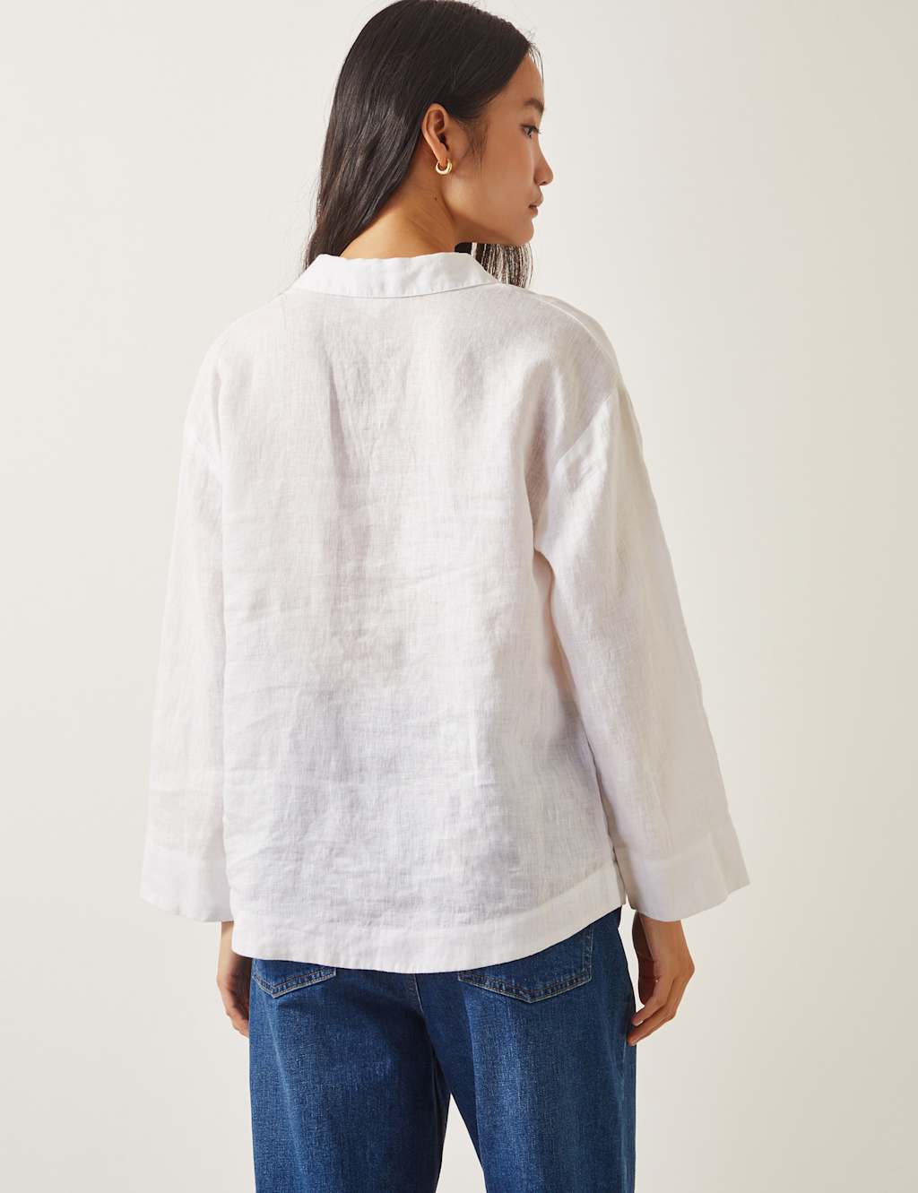 Pure Linen V-Neck Blouse 4 of 4