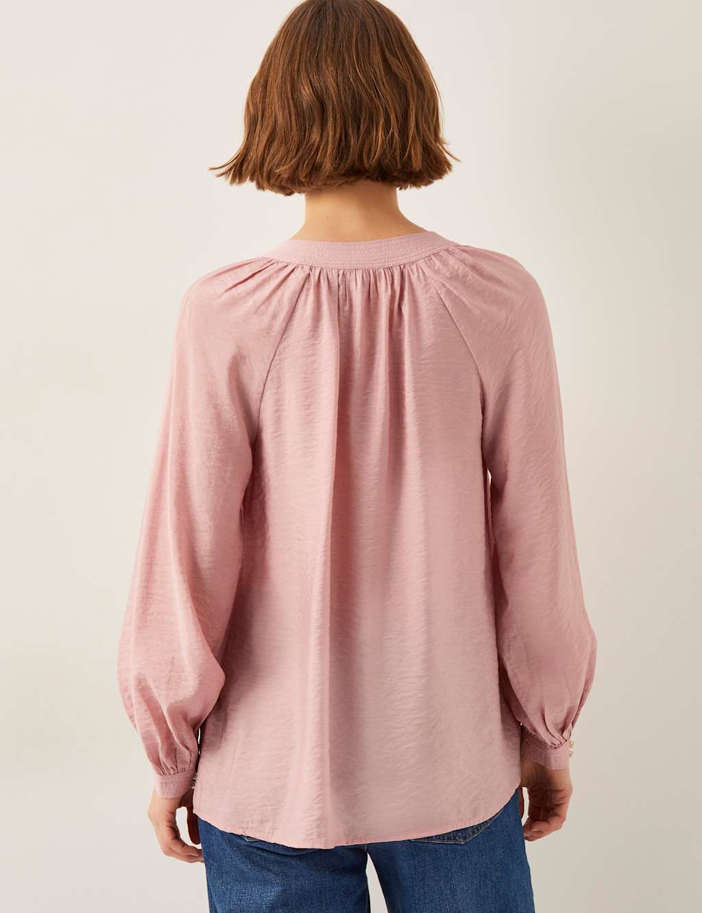 Satin Textured V-Neck Blouse 4 of 4