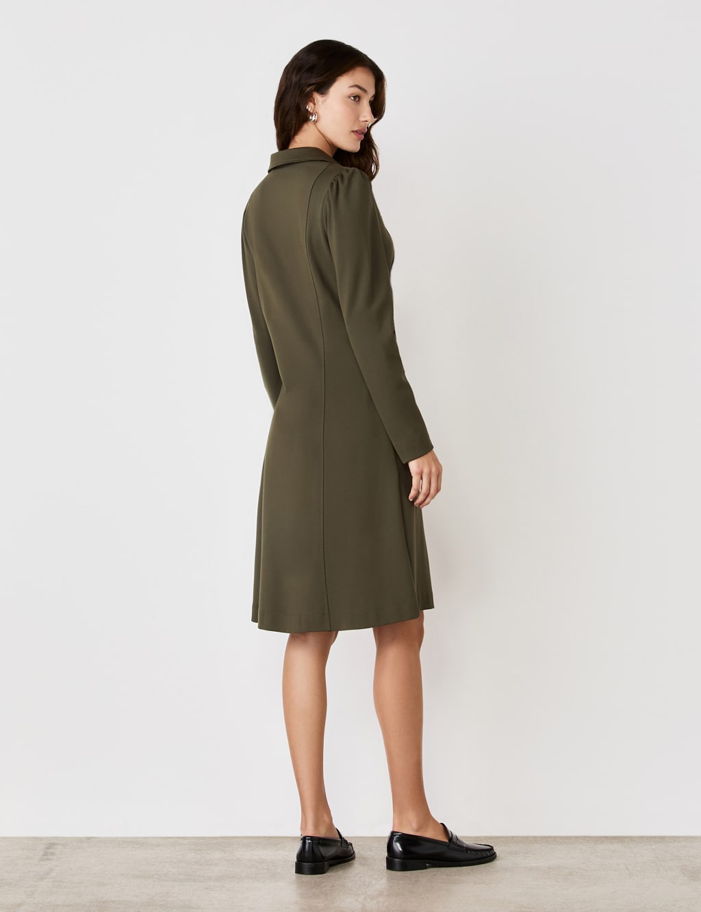 Ponte Jersey Collared Zip Front Knee Length Dress 2 of 4