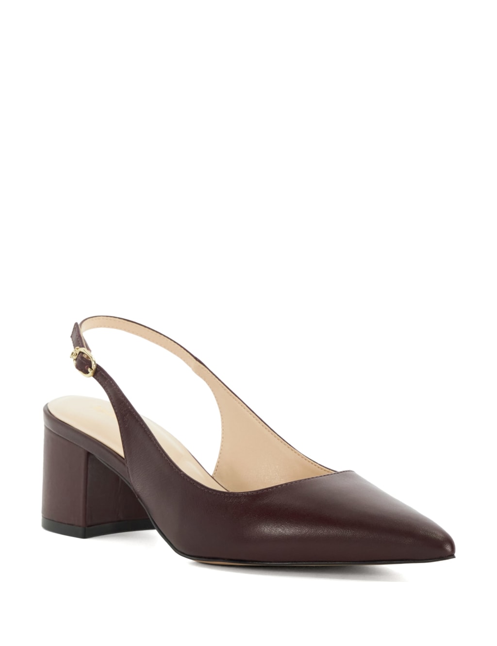 Leather Block Heel Slingback Court Shoes 3 of 4