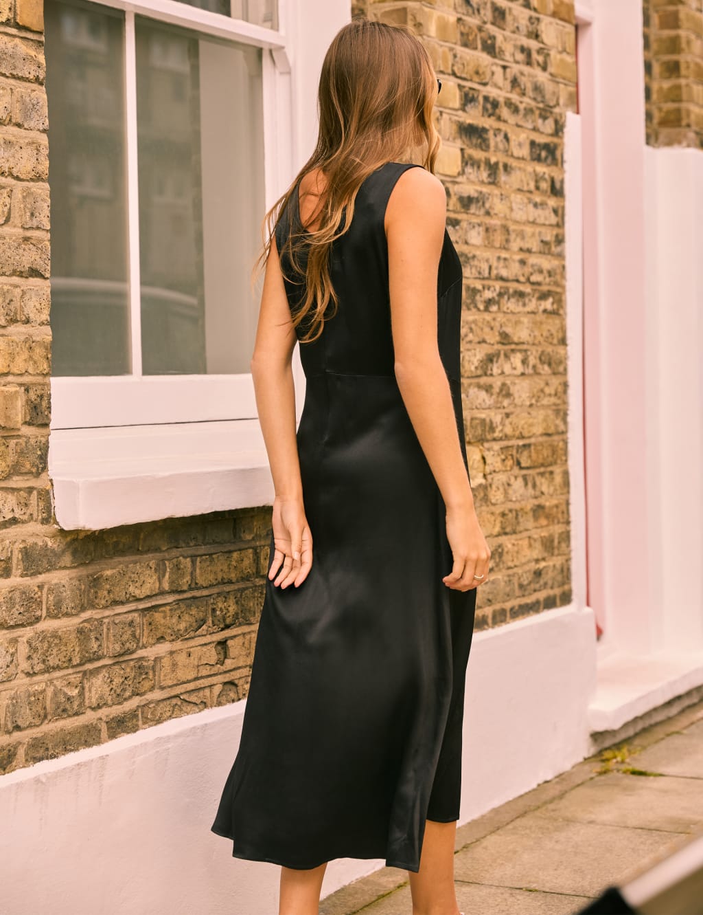Black midi slip dress deals