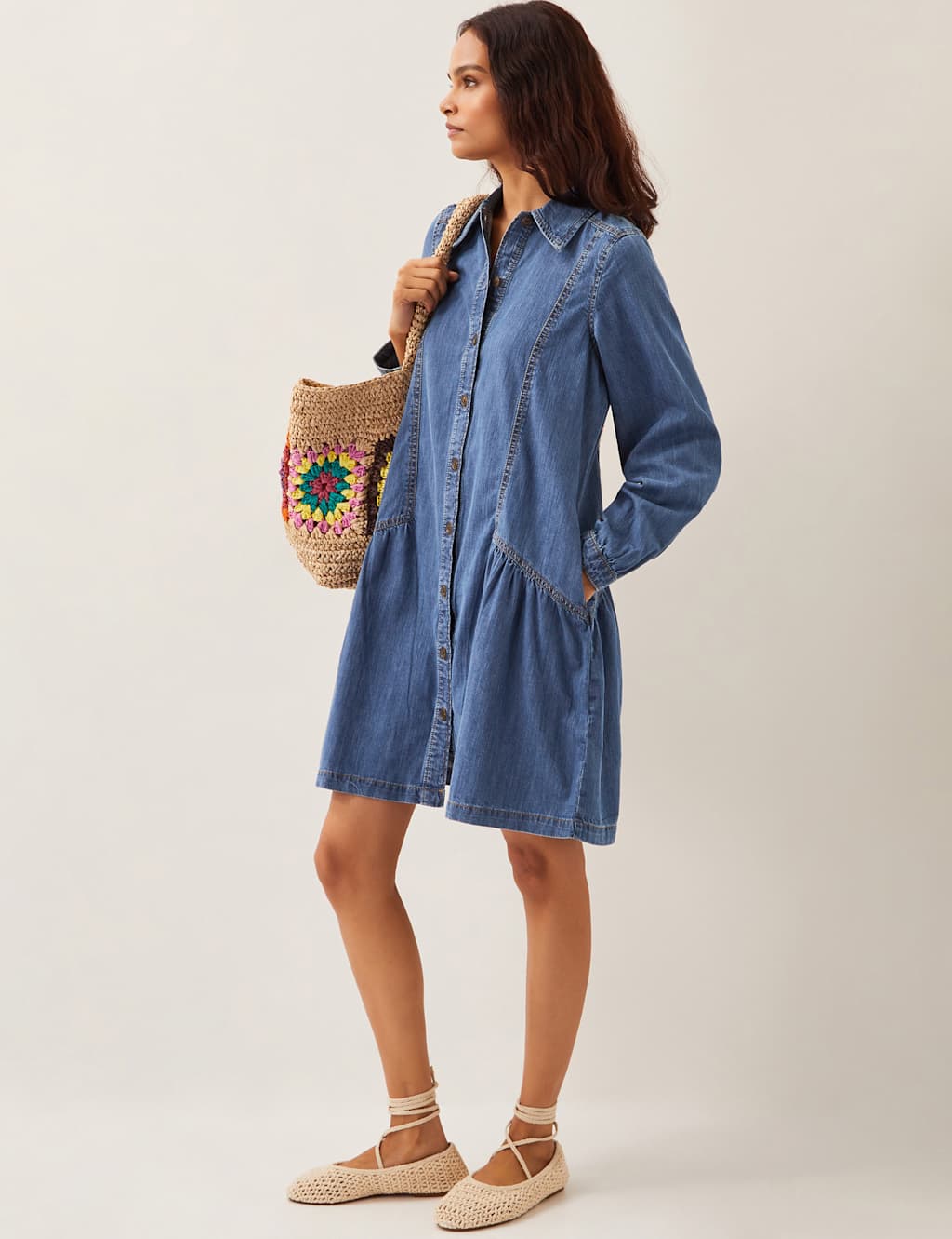 Pure Cotton Knee Length Shirt Dress 4 of 4