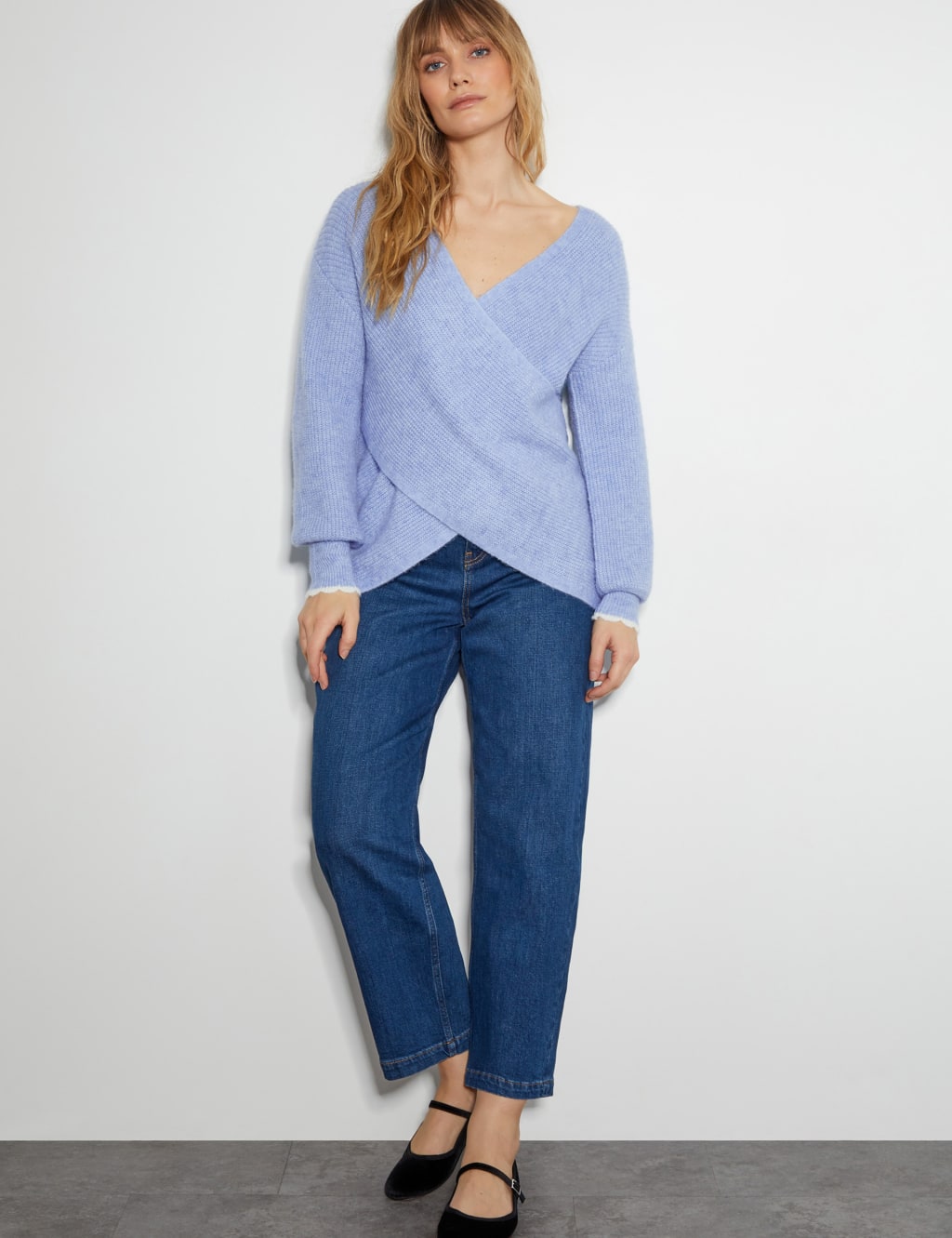 Textured V-Neck Mock Wrap Jumper 2 of 4