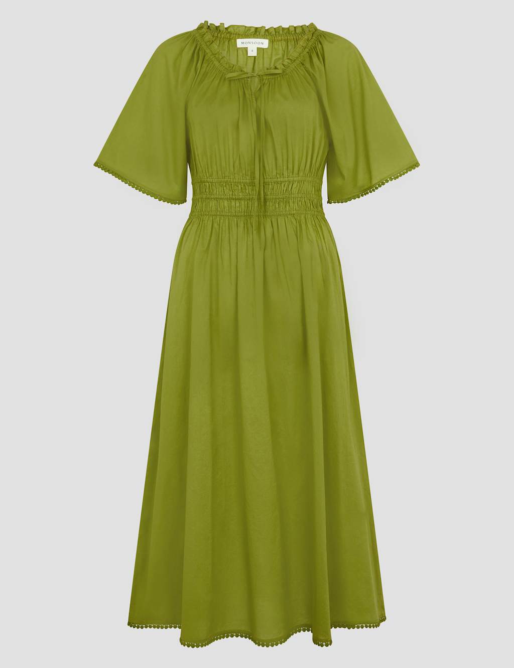 Pure Cotton Shirred Midi Skater Dress 2 of 5