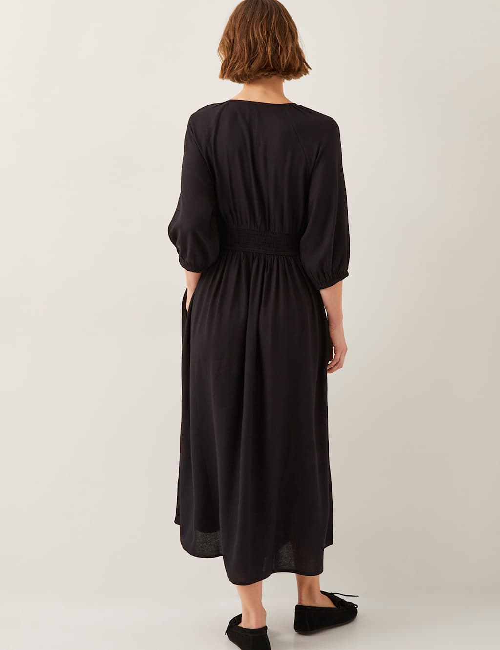 Pintuck Midi Shirt Dress with Linen 5 of 5