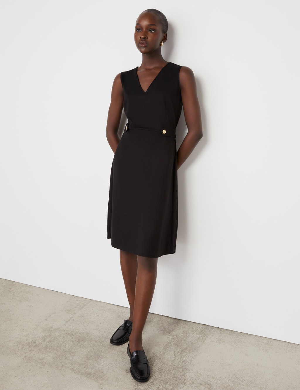 Ponte Jersey Pinafore Knee Length Dress 3 of 5