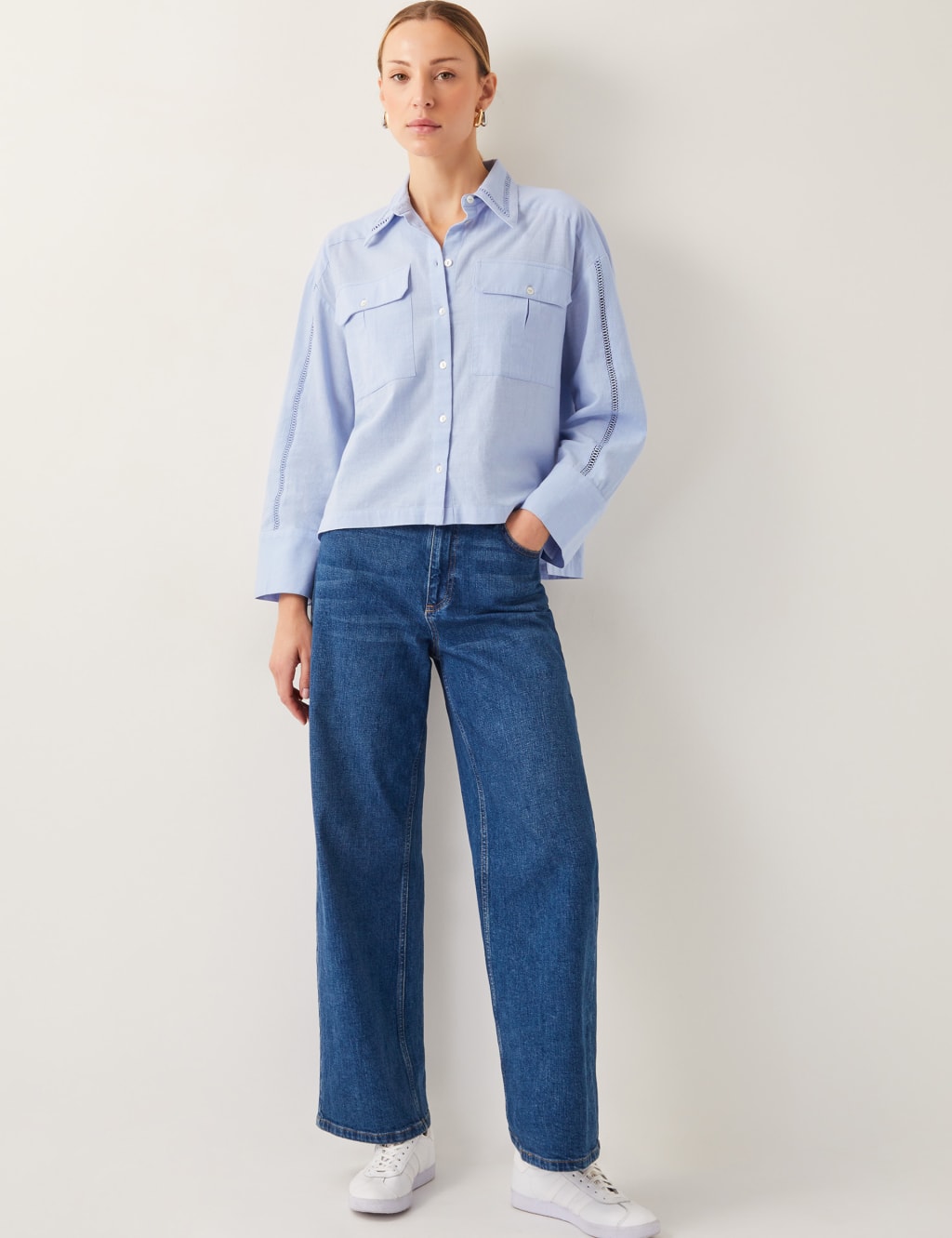 Pure Cotton Broderie Button Through Shirt 2 of 4
