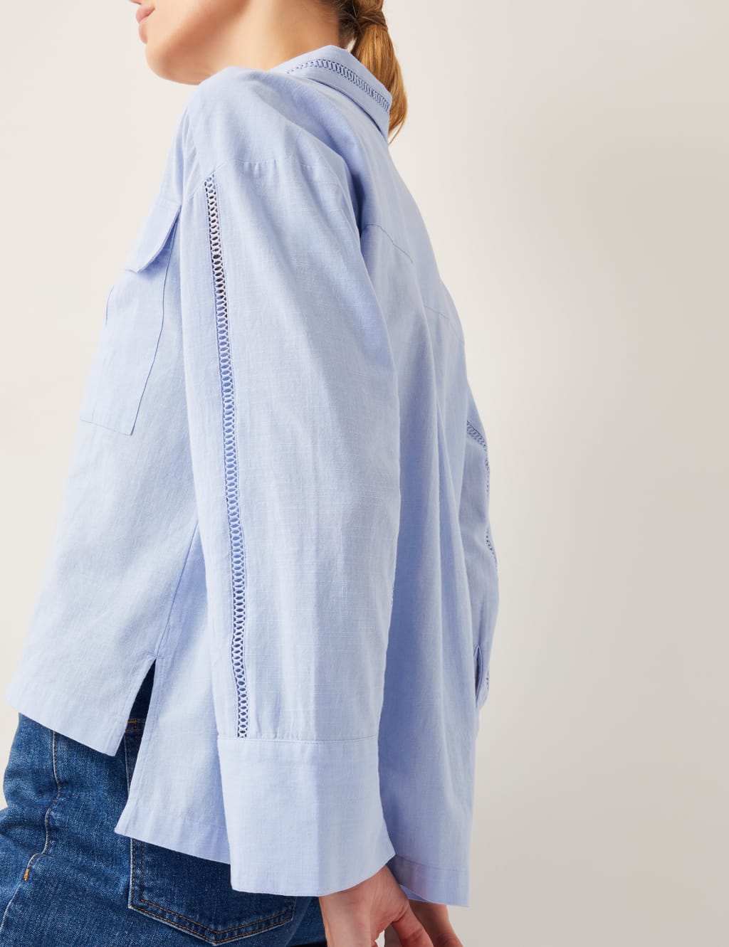 Pure Cotton Broderie Button Through Shirt 3 of 4