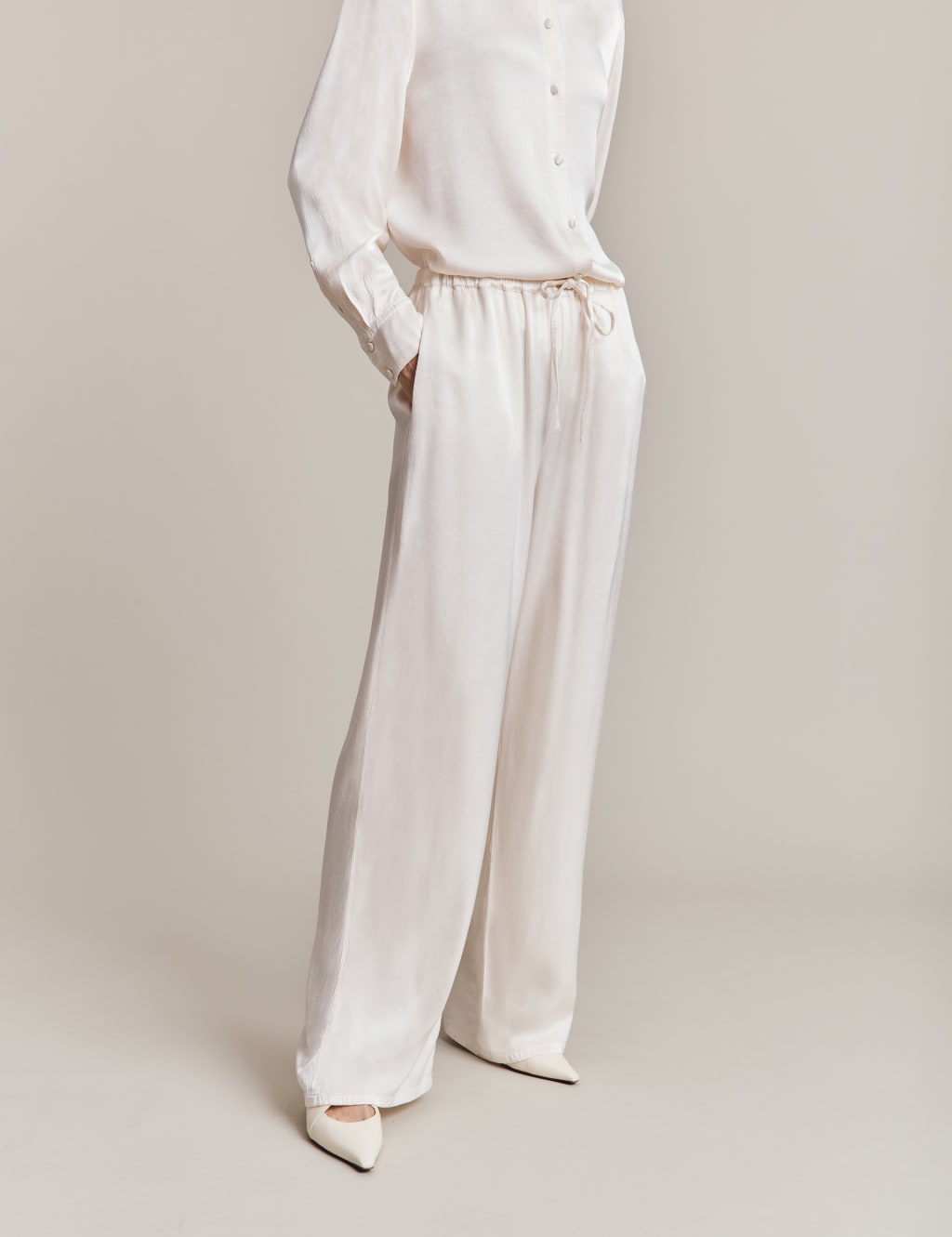 Satin Drawstring Wide Leg Trousers 5 of 5