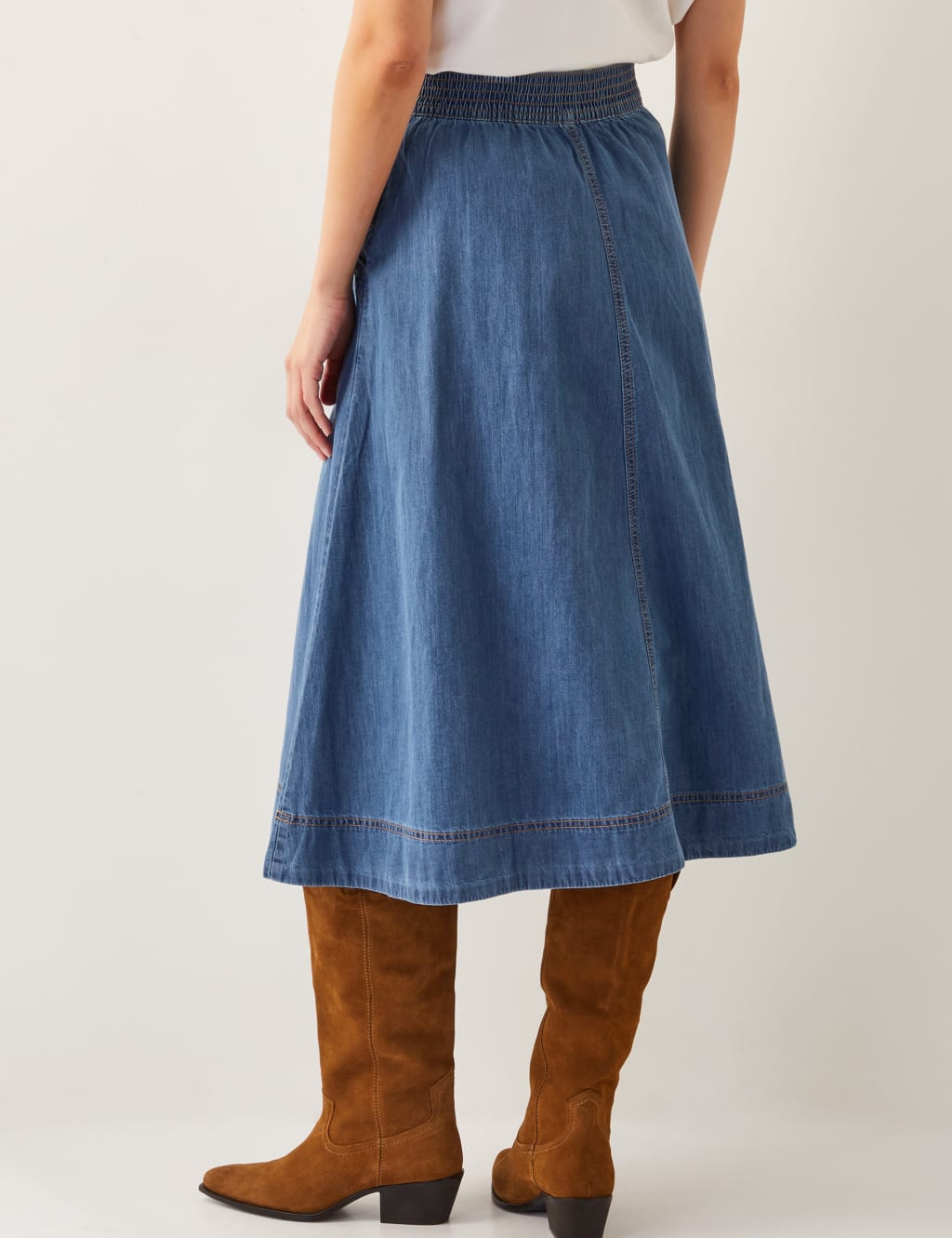 Denim Seam Detail Midi Skirt 5 of 5