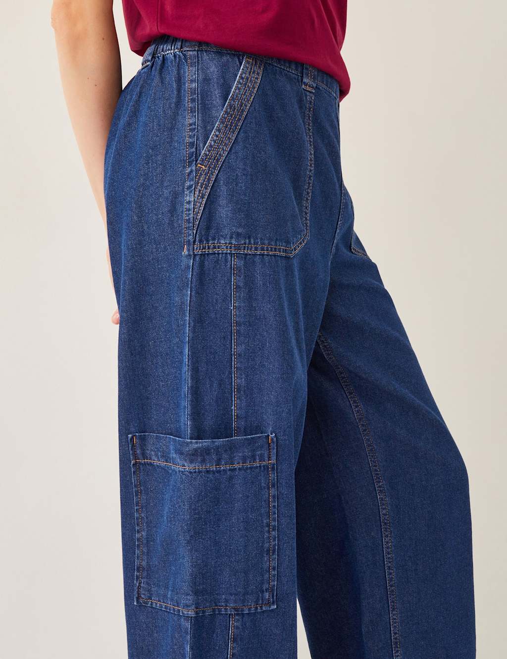 Elasticated High Waisted Straight Leg Jeans 5 of 5