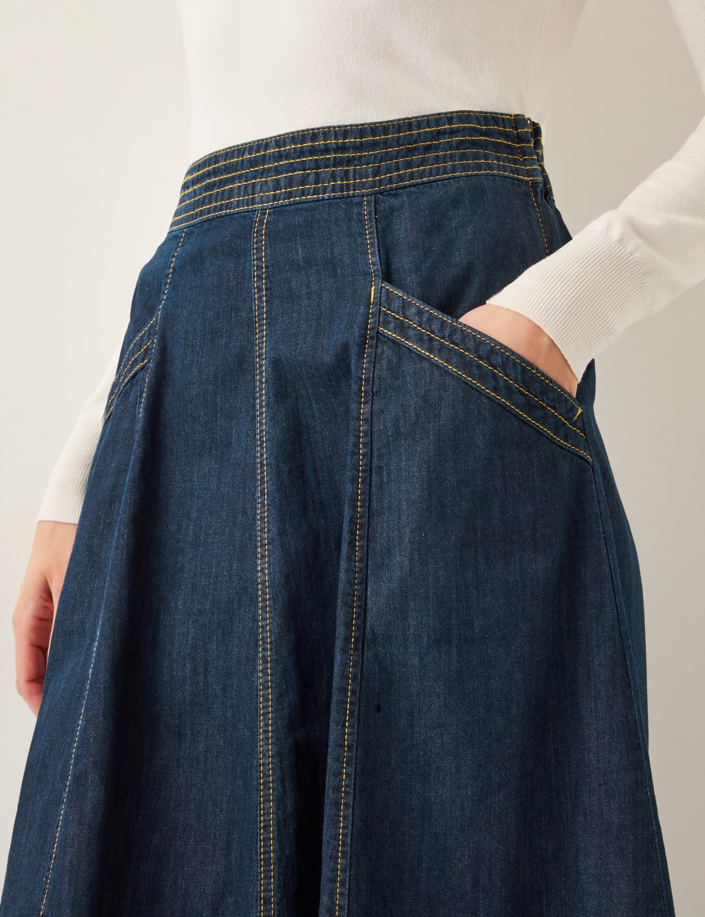 Denim Seam Detail Midi Skirt 3 of 4