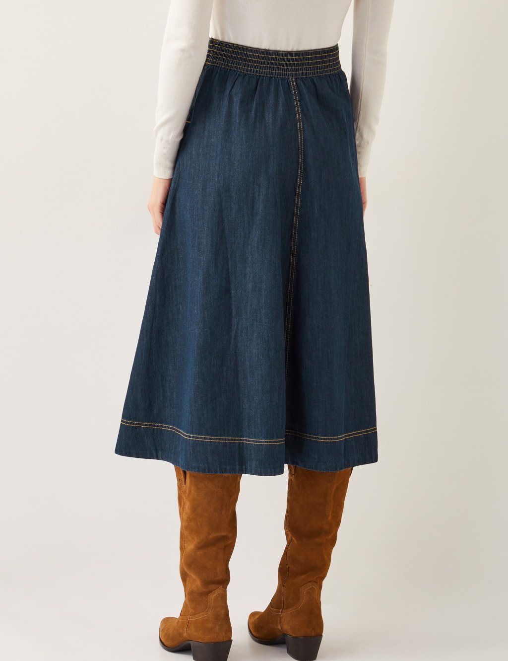 Denim Seam Detail Midi Skirt 4 of 4
