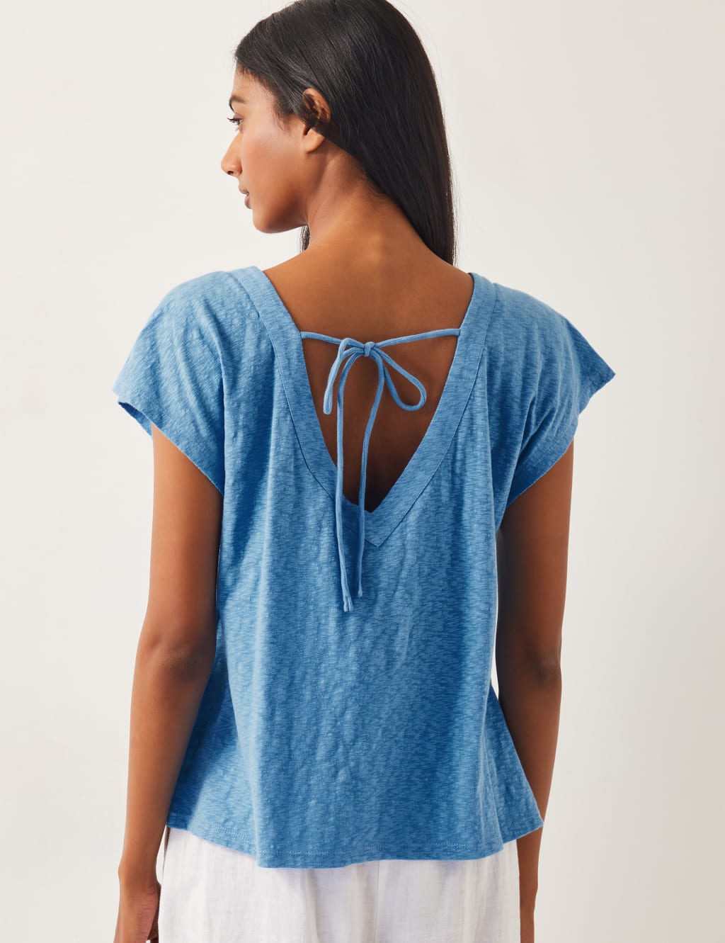 Jersey Embroidered V-Neck Cap Sleeve Top 3 of 3