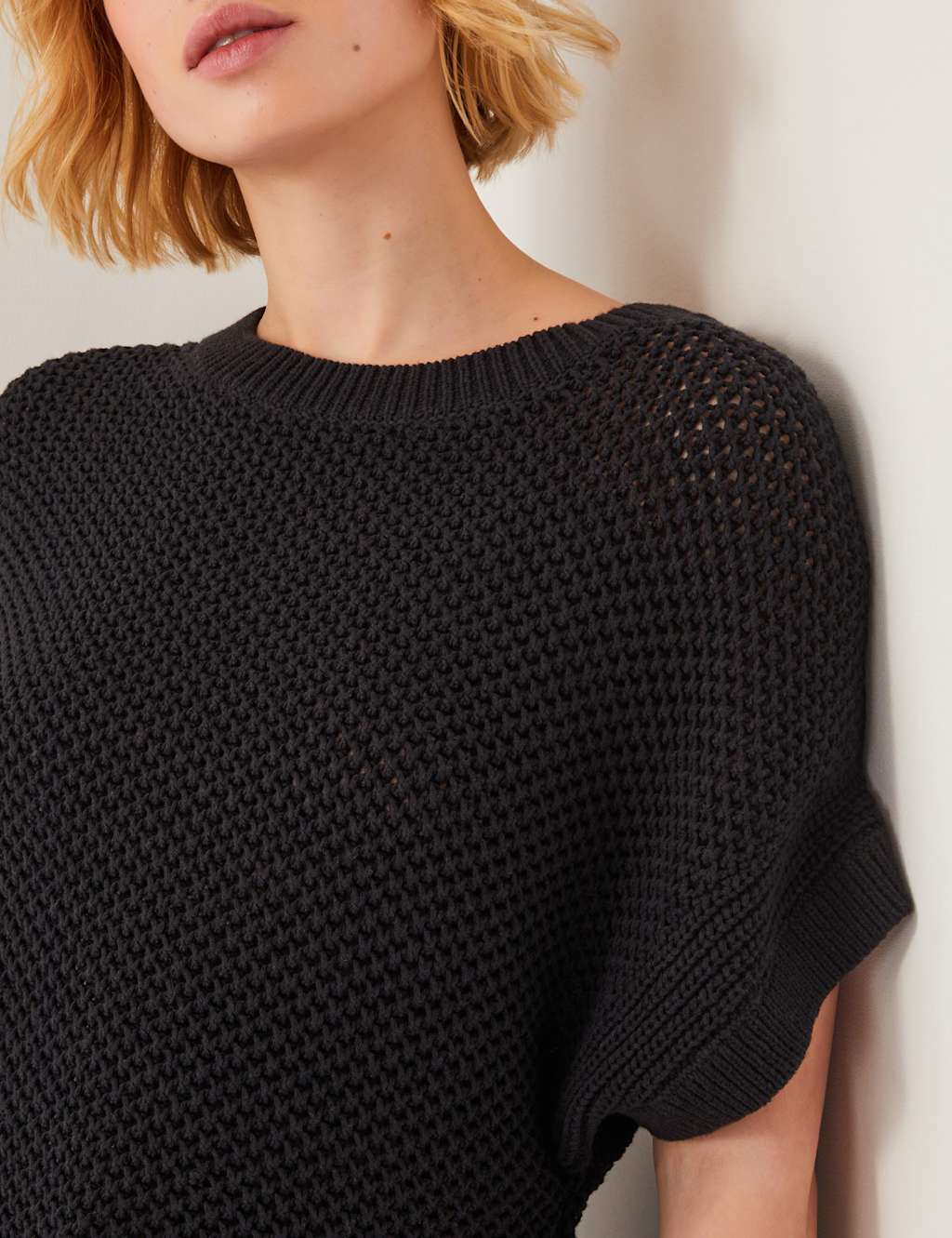 Pure Cotton Textured Crew Neck Jumper 2 of 4