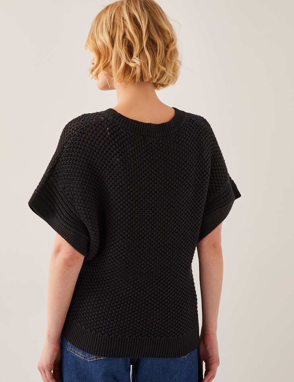 Pure Cotton Textured Crew Neck Jumper 3 of 4