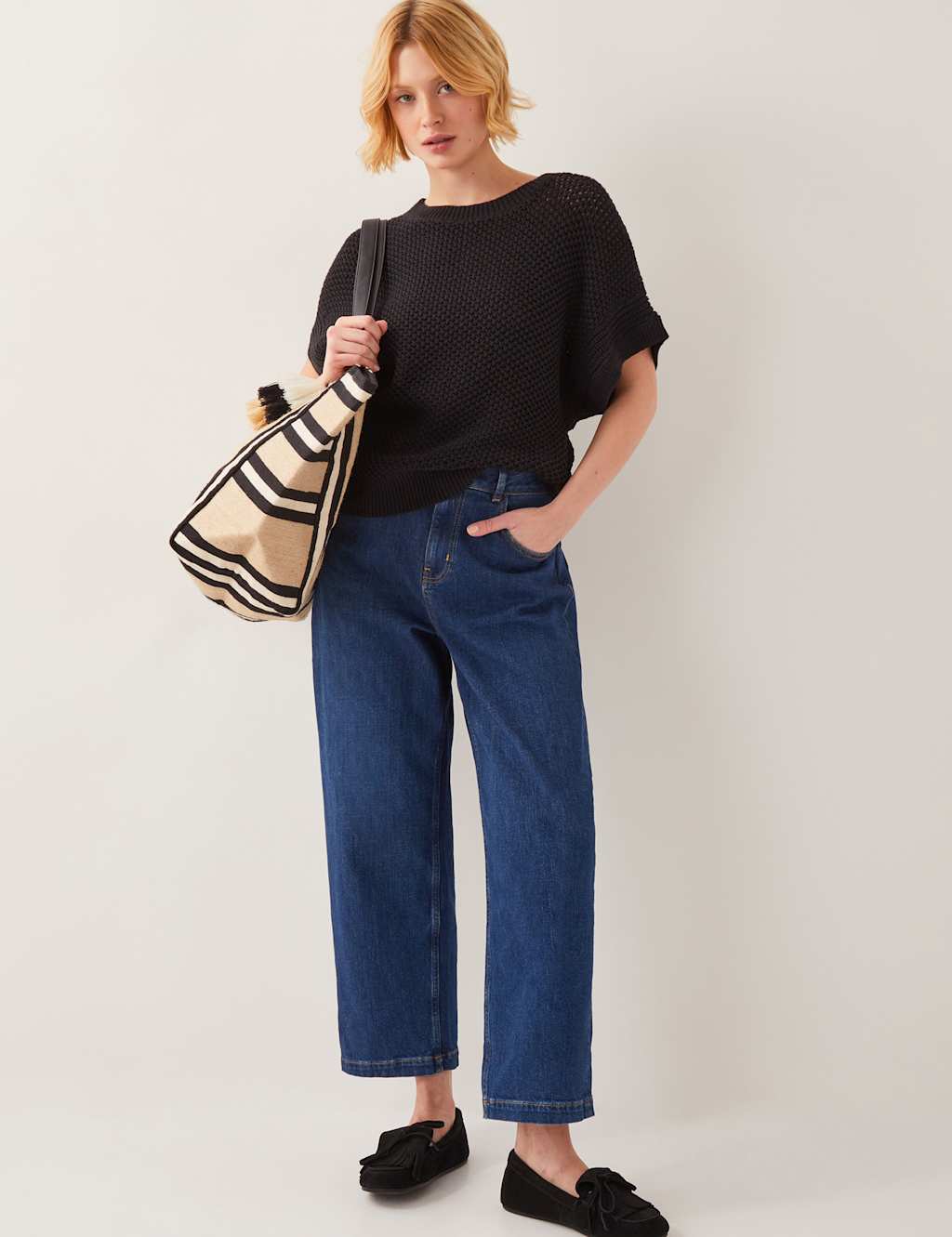 Pure Cotton Textured Crew Neck Jumper 4 of 4