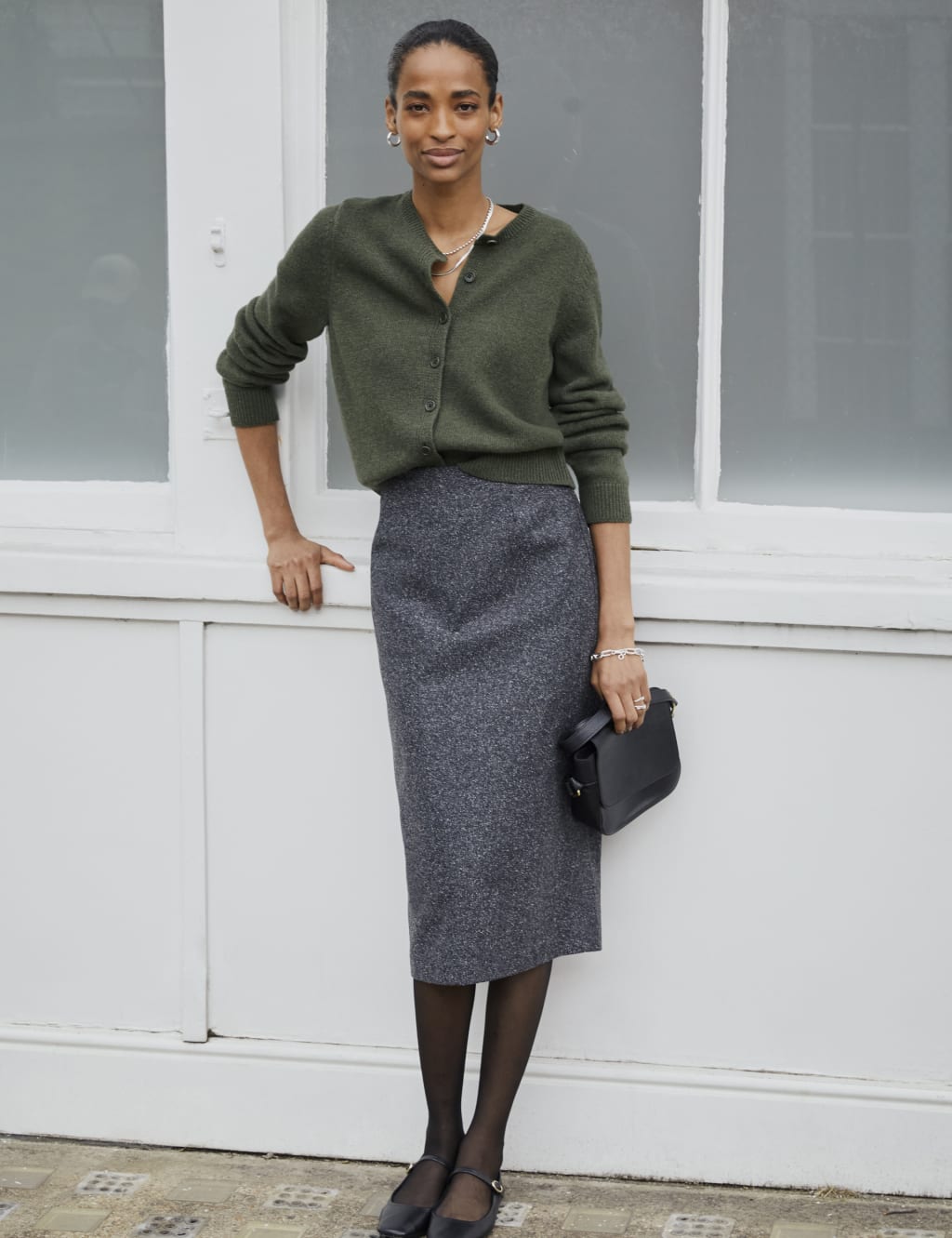 Sweater pencil skirt green on sale