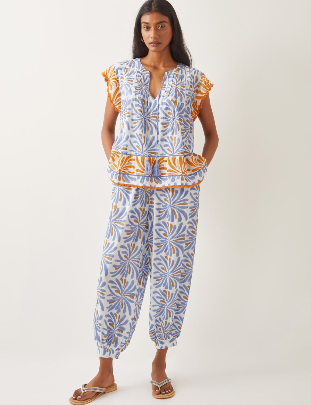 Printed Elasticated Waist Cuffed Trousers 2 of 5