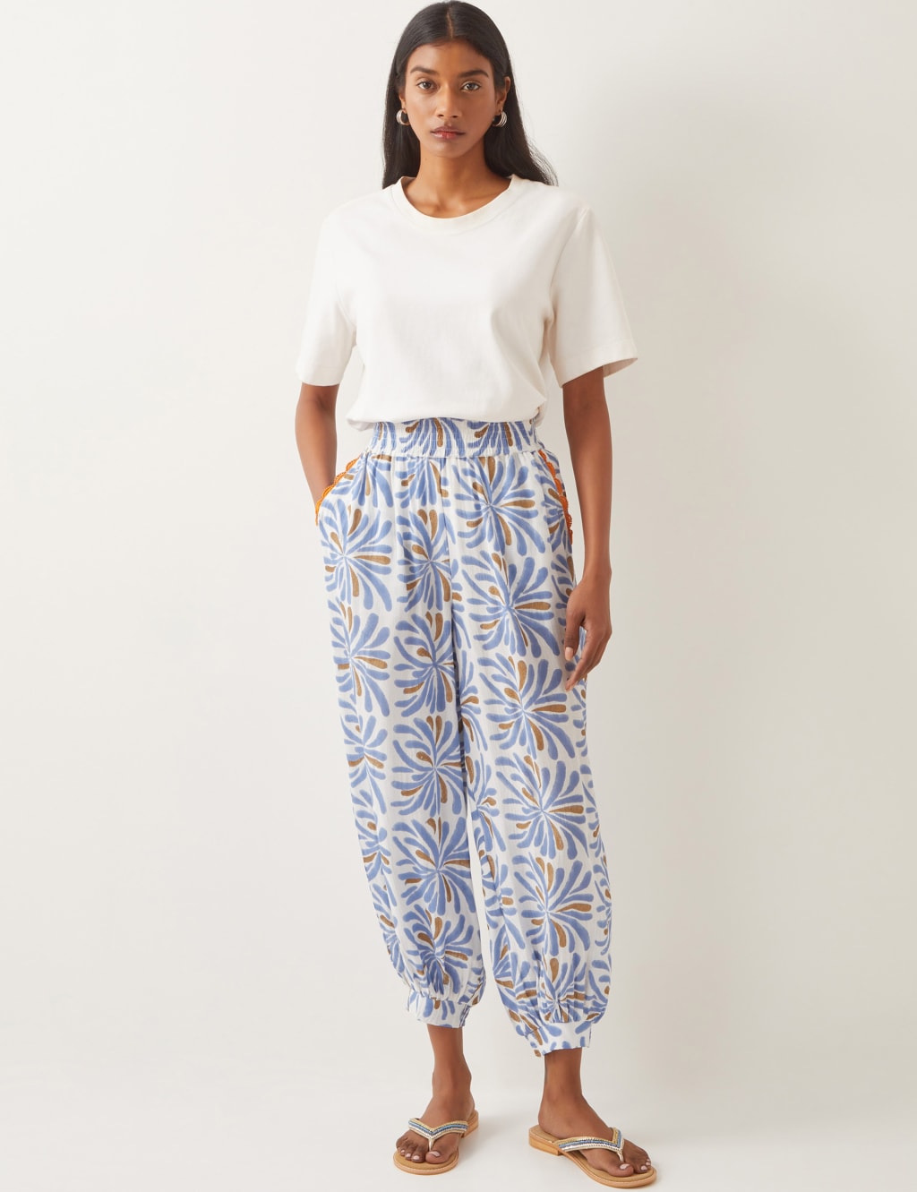 Printed Elasticated Waist Cuffed Trousers 4 of 5