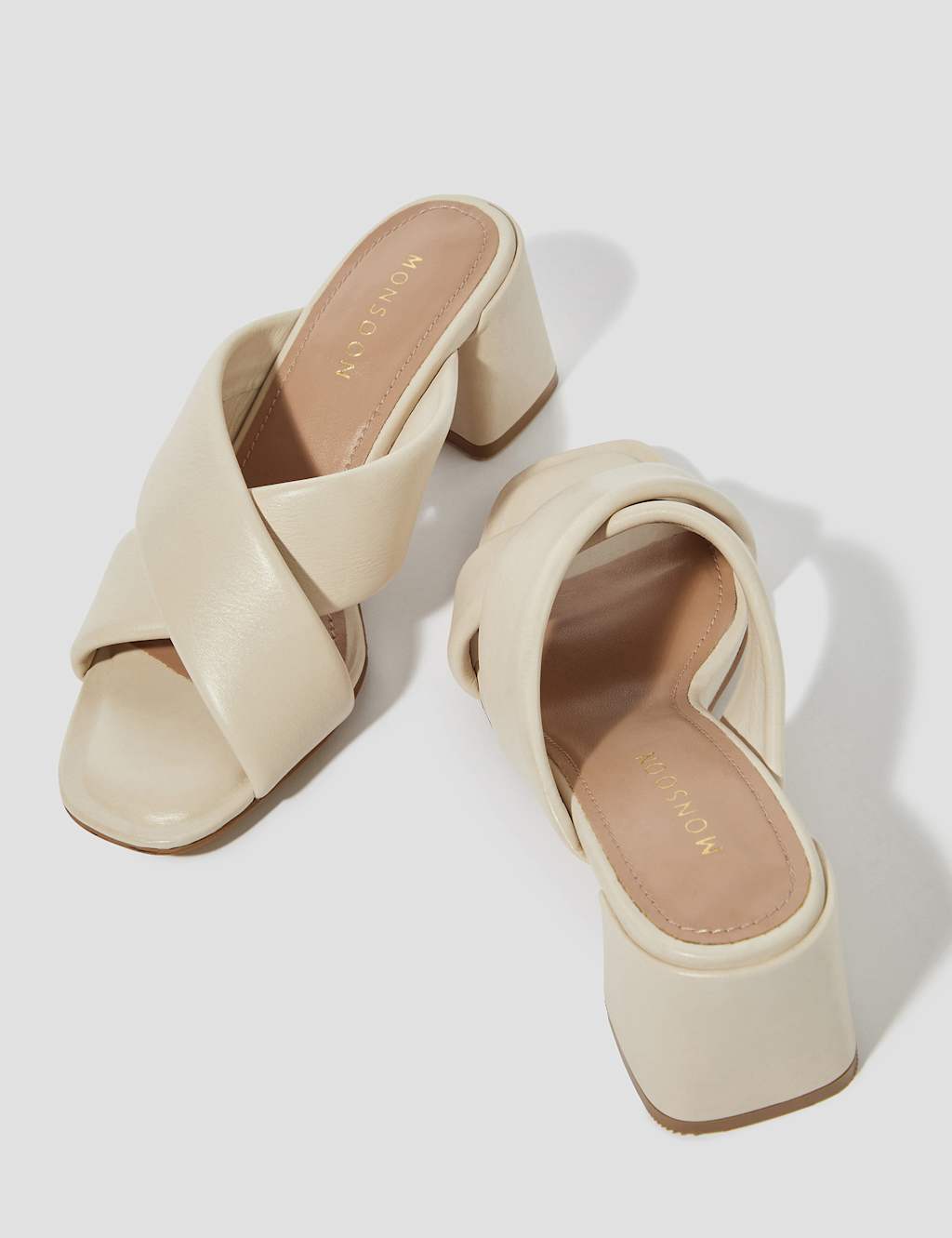 Leather Crossover Block Heel Sandals 2 of 3