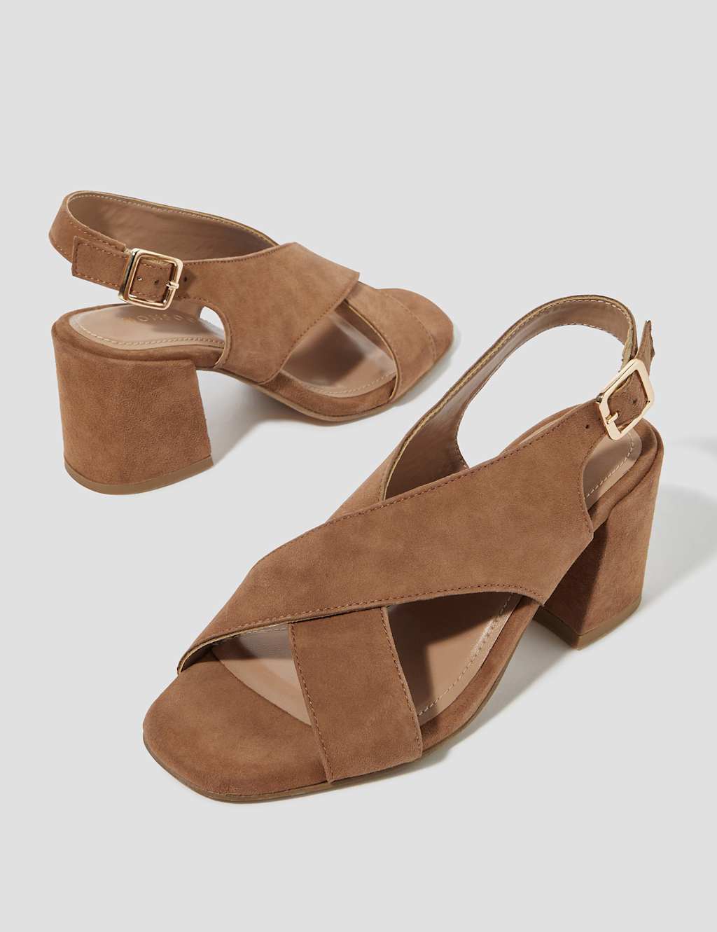 Suede Block Heel Slingback Sandals 2 of 3