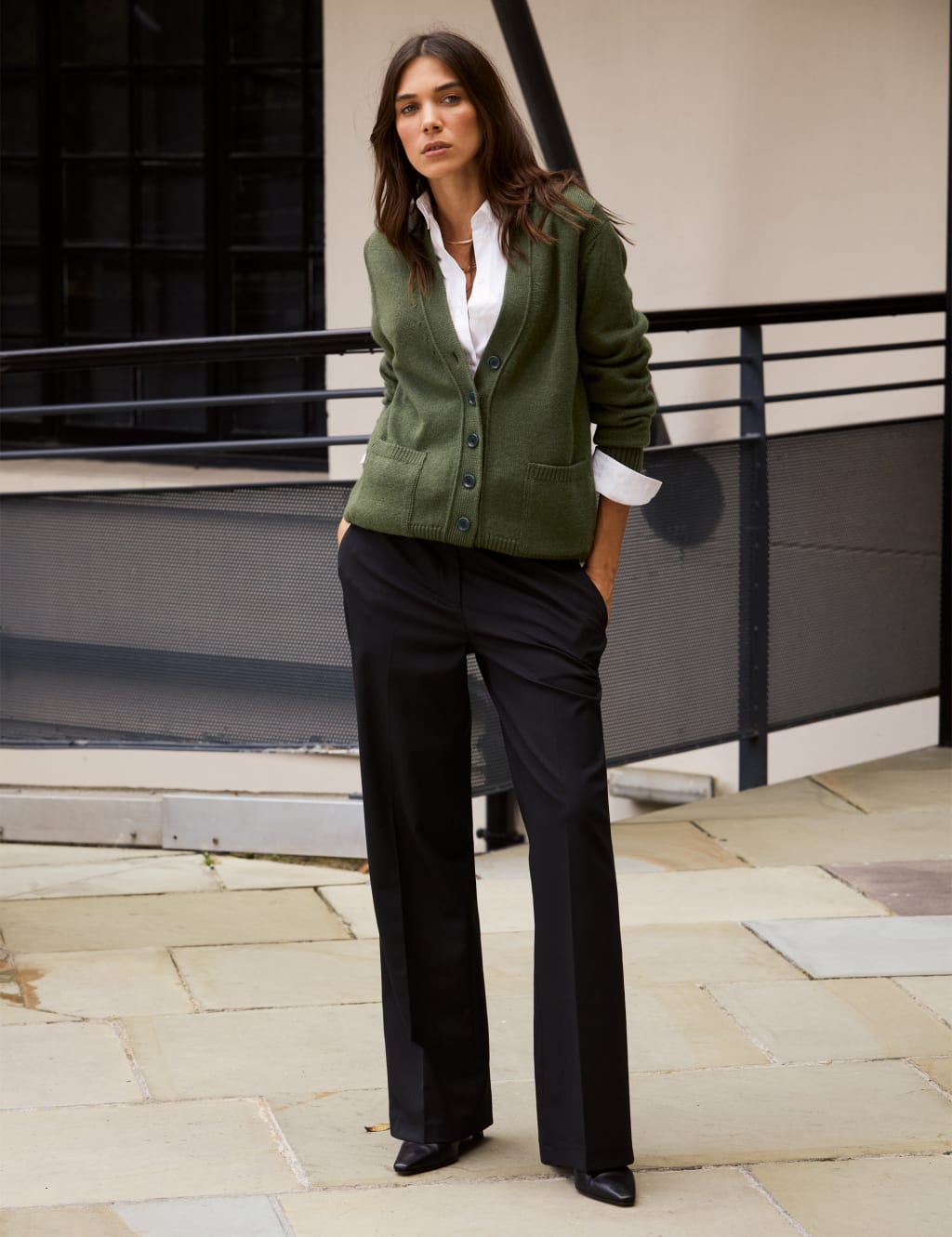 Wool Blend Straight Leg Trousers 2 of 4