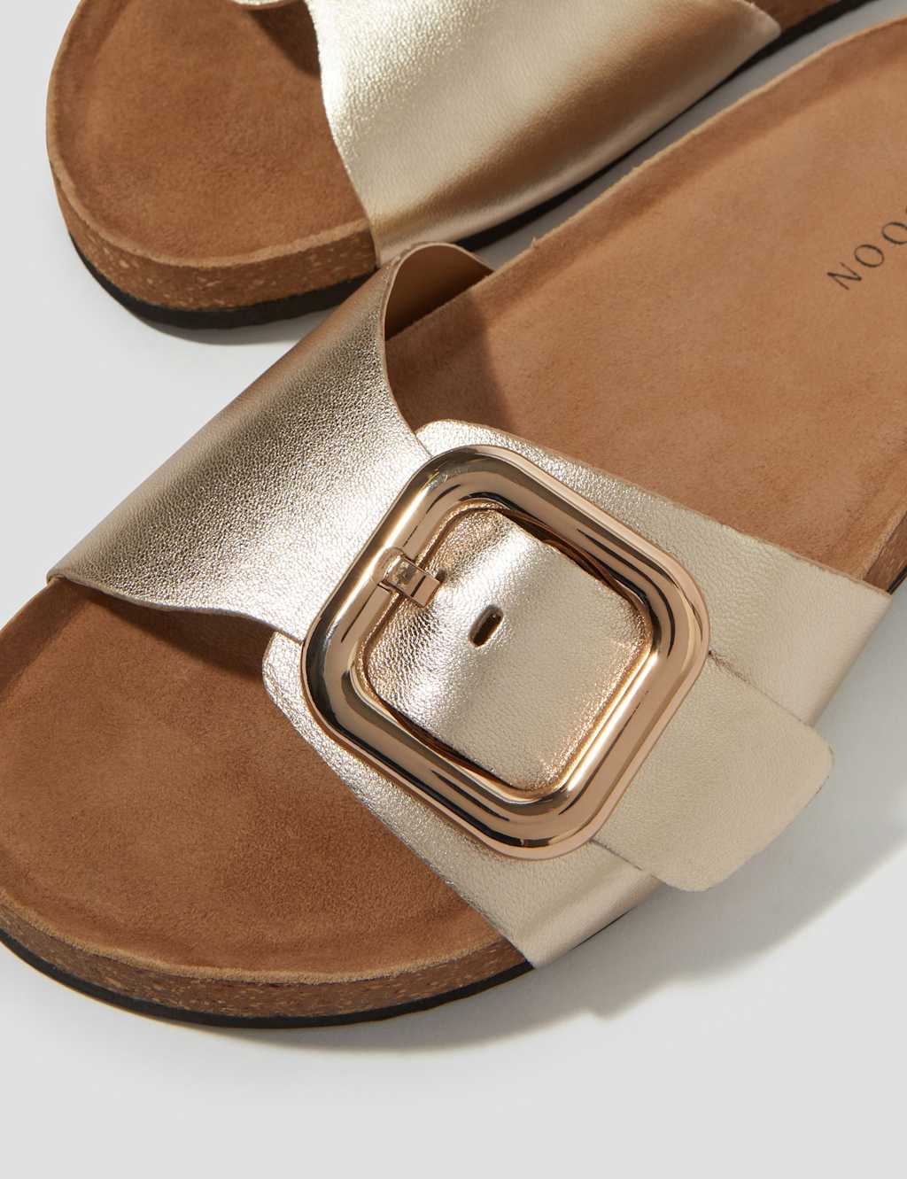 Leather Metallic Buckle Flat Sliders 3 of 3