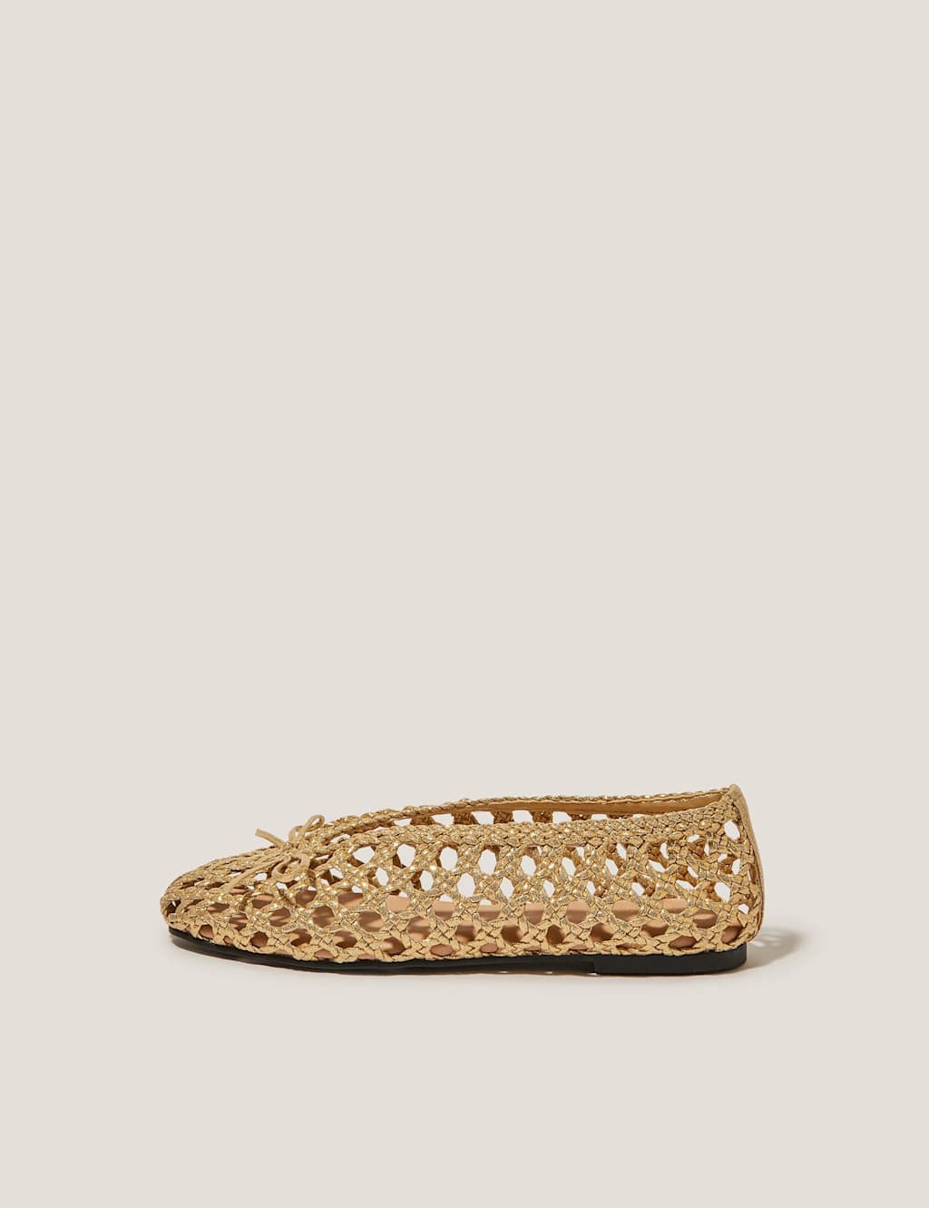 Metallic Woven Bow Flat Ballet Pumps 2 of 3