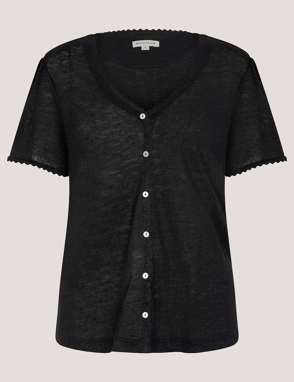 Pure Linen Button Through T-Shirt 2 of 5