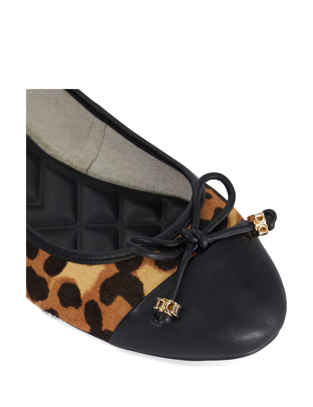 Wide Fit Leather Leopard Print Ballet Pumps